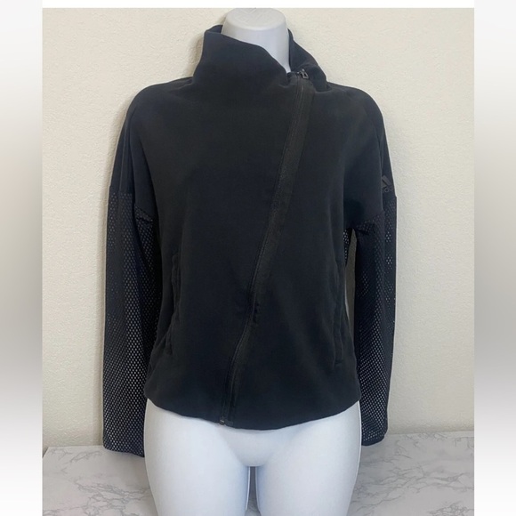 adidas Jackets & Blazers - Adidas Assymetrical Full Zip Jacket Womens S Black Lined Mesh Back Sleeve U1